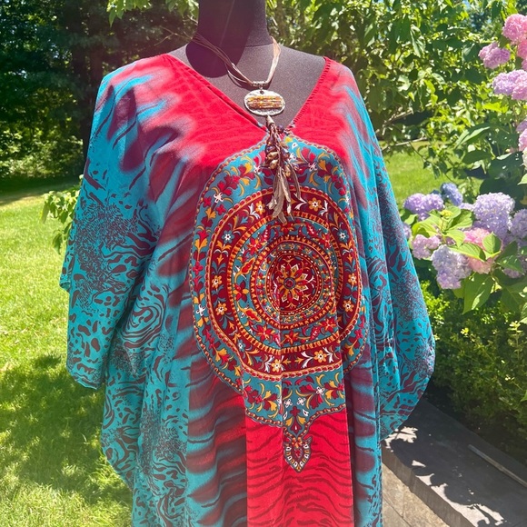 NWT Sante classics kaftan boho hippie cover up one size Moo Moo - Picture 6 of 8
